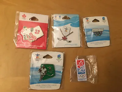VANCOUVER 2010 OLYMPIC PIN LOT OF 12 SILHOUETTE GOALTENDER 5 RINGS And Pouch • $59.95