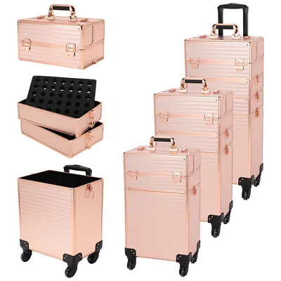 Large Vanity Makeup Beauty Cosmetic Case Trolley Box Nail Storage On Wheels • £79.95