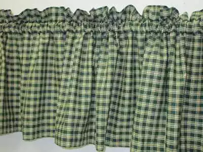 Handmade Rustic Country Primitive Green Plaid Homespun Valance Log Cabin • $16.99