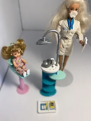 Barbie Vtg 1997 Talking Dentist WORKS Dental Chair & Sink Kelly Doll & Access • $29.95