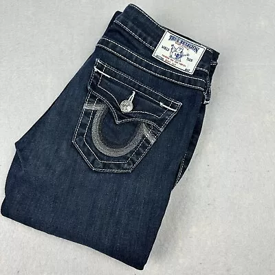 True Religion Boot Cut Jeans Women's Size 27 Dark Blue Denim Stretch Sparkly • $32.99