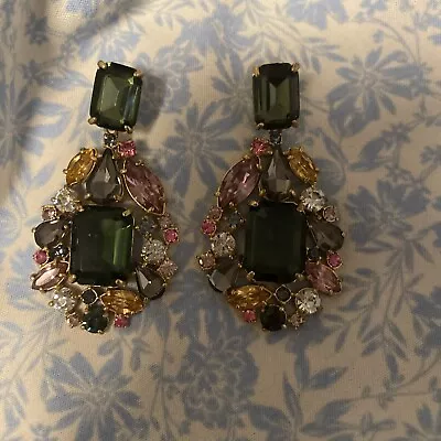 J Crew Crystal Cluster Drop Earrings • $17.50