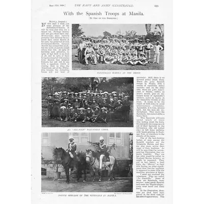 PHILIPPINES Scenes With The Spanish Troops At Manila Antique Print 1898 • $11.36