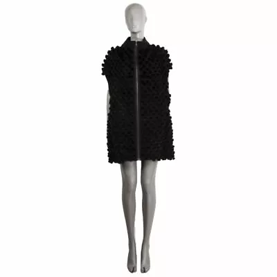 60505 Auth MARNI Black Wool FUR POMPON Oversized Vest Jacket 40 S • $1555.55