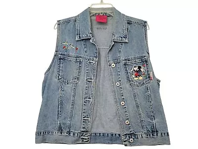 Carol's Denims  Unisex Feelin Fine Mickey Mouse Denim Button Up Vest Size Large • $19.99