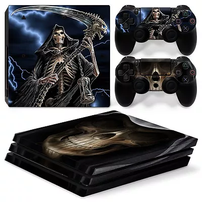 $33.25 • Buy Sony PS4 PLAYSTATION 4 Pro Skin Sticker Screen Protector Set - Grim Reaper Motif