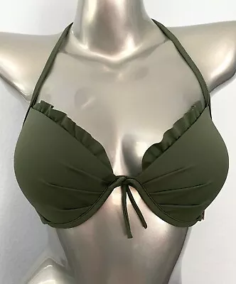 Victorias Secret Nwt Green Ruffled Trim Fabulous Full Coverage Swim Bikini Top • $24.99