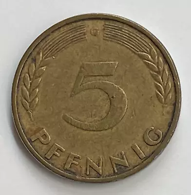  1950-G Germany 5 Pfennig Coin - Free Shipping  • $2.85