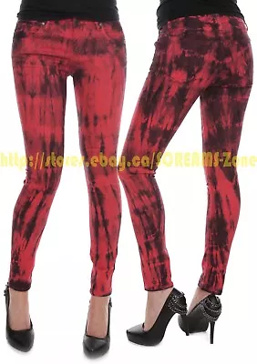 Hot Topic RED Black Tie Dye Club Denim Skinny Jeans Goth Punk Visual Kei Pants • $123.85
