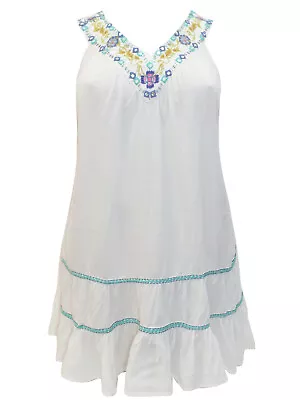 £15.99 • Buy Evans Tunic Top Blouse Plus Size 18 20 Ivory Embroidered Tiered Sleeveless