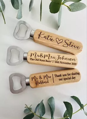 £5.99 • Buy Personalised Engraved Wooden Bottle Opener Wedding Favour Gift