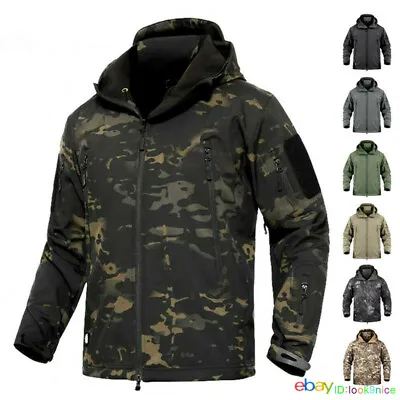 Waterproof Mens Soft Shell Jacket Coat Army Tactical Outdoor Jackets Windbreaker • £52.50