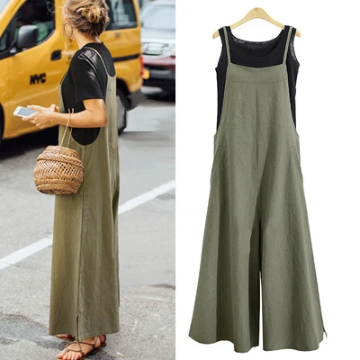 $22.79 • Buy ZANZEA 8-24 Womens Overalls Bib Pants Dungarees Jumpsuit Wide Leg Slacks Rompers