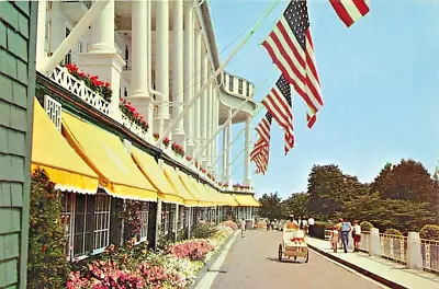 Mackinac Island Michigan Grand Hotel Front Visage Vtg Postcard CP321 • $25.85