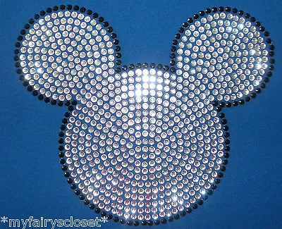 7.6  Clear Mickey Mouse Iron On Rhinestone Transfer For Shirt Applique Patch • $10.95