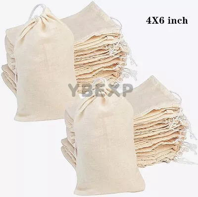 100/500/1000pcs Cotton Muslin Drawstring Bags For CraftGiftSoapHerbs 3x4 4x6 • $102.99