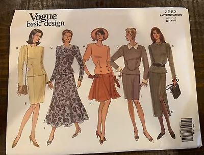 Vintage 1992 Vogue Basic Design Pattern 2967 Skirts & Tops Sizes 12 - 14 - 16 • $11.99