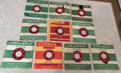 Lot Of 10 Vintage Jazz Big Band COLUMBIA RECORDS 45RPM Vinyl With Sleeves 1950’s • $12.60