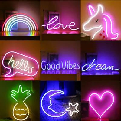LED Neon Sign Light Wall Lights Art Decor Lamp For Kids Bedroom Home Bar Party • £18.19