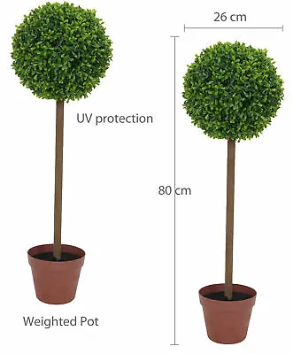 2x Artificial Topiary Lollipop Ball Trees Weighted Pot UV Protected Garden Home  • £39.99