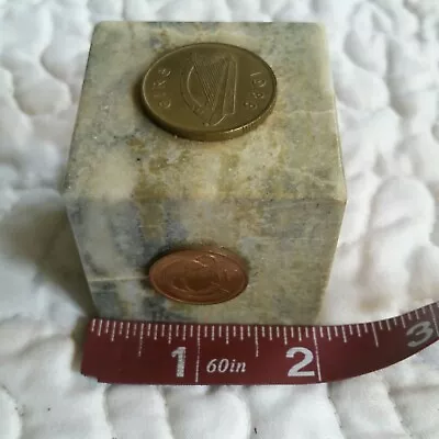B4 Vintage Rathfamham Ireland J.C. Walsh Son Marble Cube Coins Decor Paperweight • $69.94