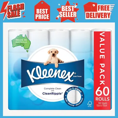 Kleenex Complete Clean Toilet Paper 60 Rolls • $58