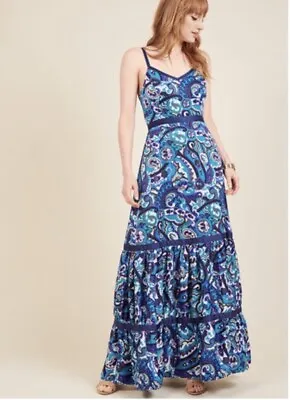 MODCLOTH Size M Rhythm Radiance Tiered Maxi Dress Paisley Sleeveless NWOT • $64.99