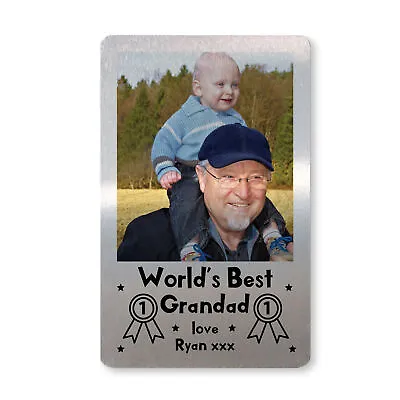 £3.99 • Buy PERSONALISED Photo Metal Wallet Card Best Grandad Birthday Xmas Gift Keepsake
