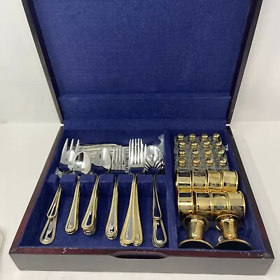 International Pearl Gold Accent Stainless Flatware Service For 6 & Accessories • $99