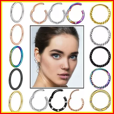 1Pair Seamless Hinged Segment Sleeper Clicker Ring Hoop Ear Lip Nose Earrings • $5.95