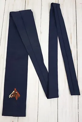 Rooster Square Bottom Necktie Equestrian Embroidery Horse Navy Blue Men Vintage • $13.99