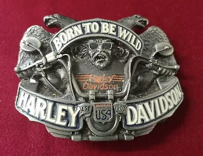 Harley Davidson Eagle Biker Belt Buckle Born To Be Wild 1992 Baron USA • £30