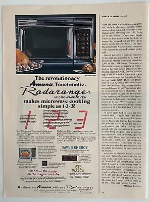 Amana Radarange Microwave Oven Vintage 1976 Print Ad • $5.90