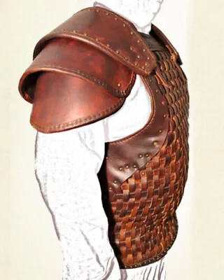 Celtic Breastplate Reenactment Costume Medieval Viking Leather Woven Jacket • $175.99