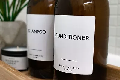 £1.99 • Buy Minimal Waterproof Bathroom Labels | White Vinyl | Customisable | Durable 