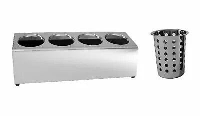 $98.96 • Buy NEW Stainless Steel Cutlery Holder 4 Holes W/ Caddy Cylinder Utensils Basket