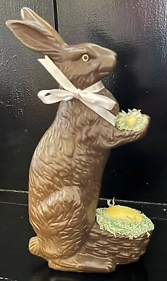 Vintage Faux Chocolate Easter Bunny Resin Fake Chocolate Bunny For Spring Decor • $35