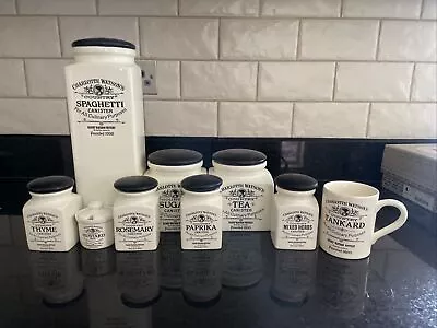 Set Of Vintage Charlotte Watson Country Collection Herb/Spice Canisters Jars • £0.99