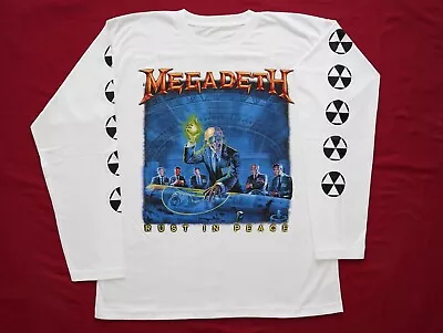 MEGADETH - Rust In Peace White Longsleeve Shirt (L) Thrash Metal Dave Mustaine • $44.90