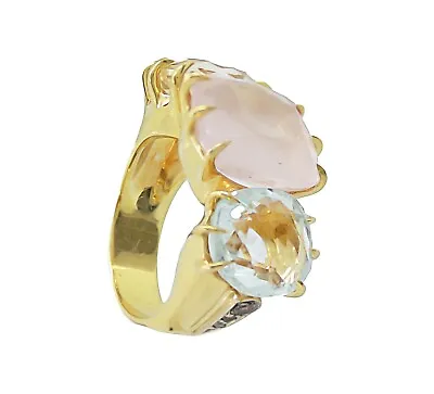 Diane Von Furstenberg Cocktail Women's Ring 18k Gold Hstern  14.71 Ctw Gemstone • $3199