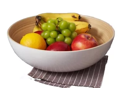 LEXA Whte/Bamboo Salad Bowl 12  Lightweight Large Serving Bowl • $30