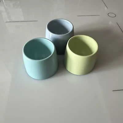 3 X Lovely Vintage Retro Green And Blue Melamine Plastic Stacking Egg Cups • £6.50