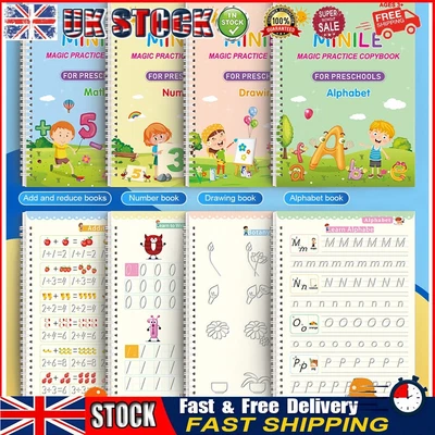 £7.38 • Buy 4X Kids Magic Practice Copybook Groove Reused Handwriting Copy Book Calligraphy