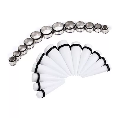 JAHY Ear Stretching Kit Plugs & Tapers Set 24× Big Gauges 00G-20MM -US STOCK • $13.36