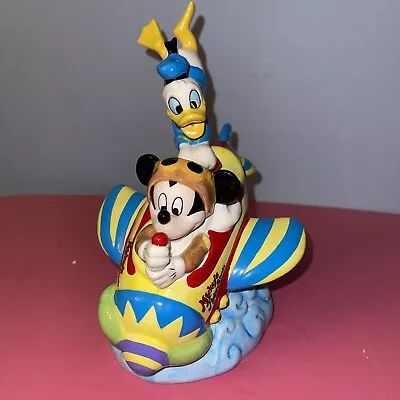 Enesco Disney Mickey Mouse & Donald On Airplane Musical Box Statue Figure. VHTF • $89