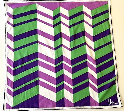 Vintage Mod Vera Neumann Geometric Silk Scarf Green Purple 60s • $15