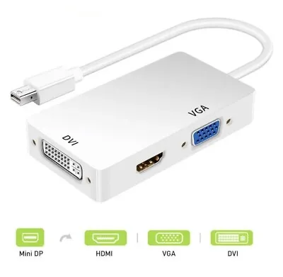 3 In 1 White Converter Mini Displayport To HDMI DVI VGA Adapter NIB • $9.99