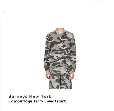 Barney's NEW YORK GREY CAMO FRENCH TERRY SWEATSHIRT NWT • $89