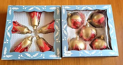 Traditional Glass Christmas Tree 10 Ornaments Kurt Adler 2 Sets Of 5 Vintage • $28.95