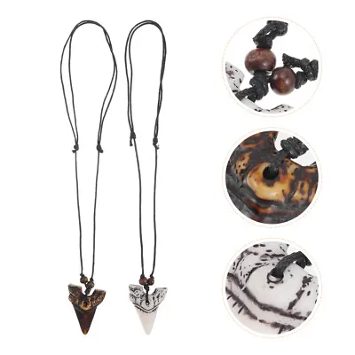  2 Pcs Shark Tooth Necklace Beach Jewelry Boys Chains For Men • £7.88